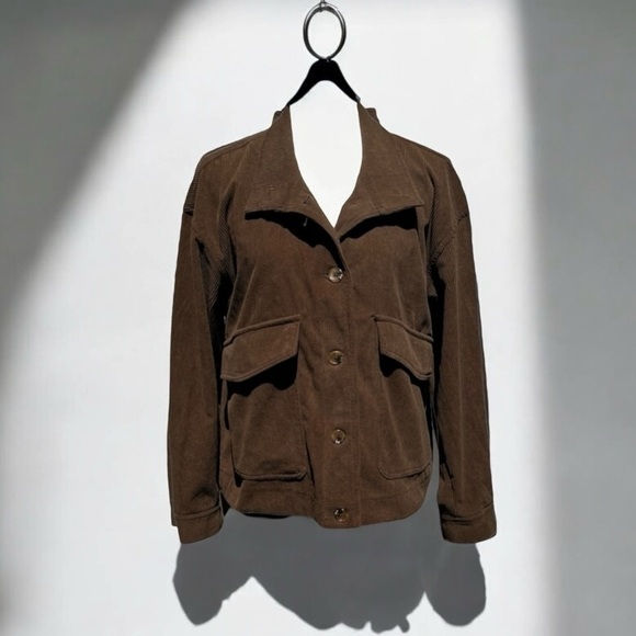 🌻Avec Les Filles Brown Corduroy Jacket Size Large - Picture 1 of 10